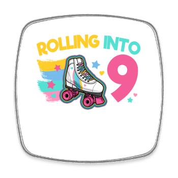 9. Geburtstag Rollschuh - Viereckiger Kühlschrankmagnet - Weiß - Vorne