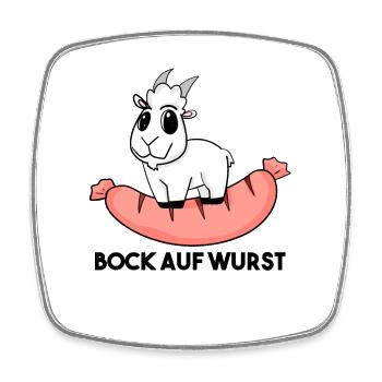 Bock auf Wurst - Ziege Ziegenbock - Viereckiger Kühlschrankmagnet - Weiß - Vorne