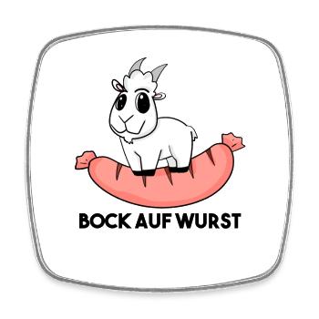 Bock auf Wurst - Ziege Ziegenbock - Viereckiger Kühlschrankmagnet - Weiß - Vorne