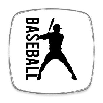 Base-ball - Magnet carré - blanc - Devant