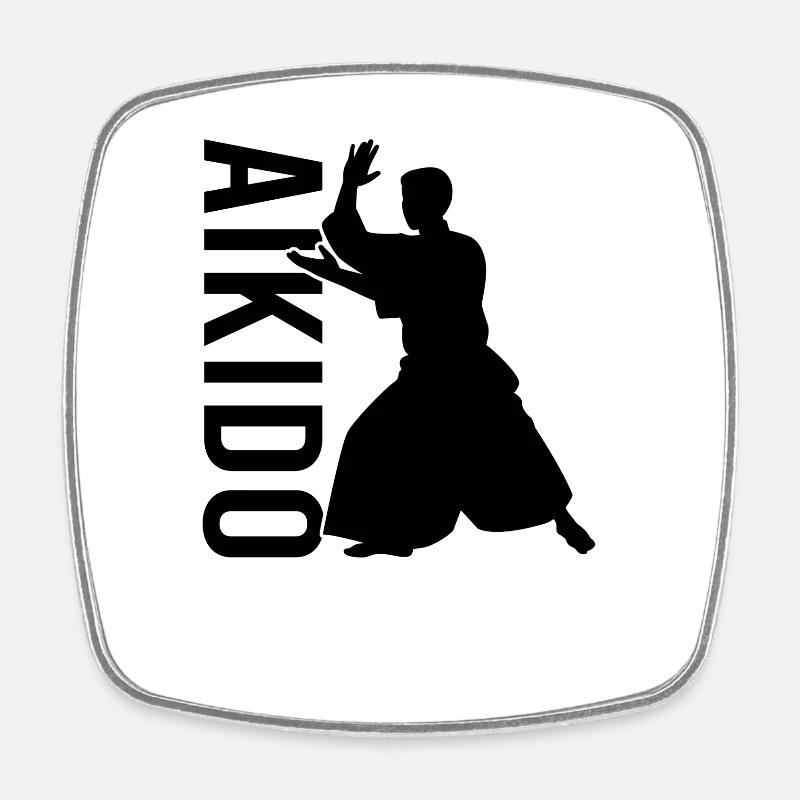 Aïkido - Magnet carré - blanc