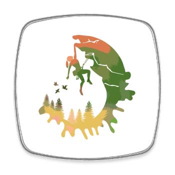 Climber Watercolor Woodland Gift for Women - Square fridge magnet - white - Front