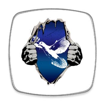Dove of peace under the shirt - Square fridge magnet - white - Front