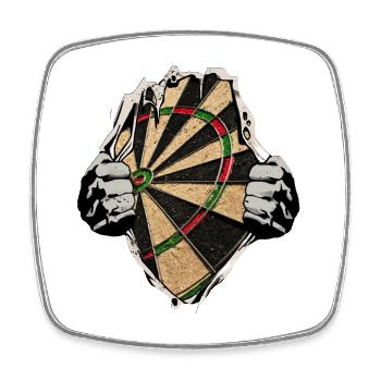 Dart - Dartscheibe unterm Shirt - Viereckiger Kühlschrankmagnet - Weiß - Vorne