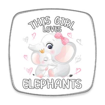 Mama Elephant Baby Elephant Cette fille aime les éléphants - Magnet carré - blanc - Devant