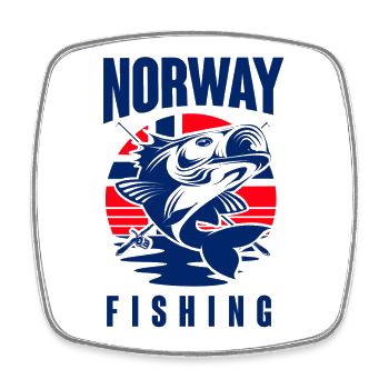 Norwegen Fischen Angeln Angler - Viereckiger Kühlschrankmagnet - Weiß - Vorne