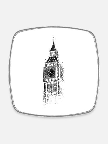 London Big Ben Vintage Skyline England I Love UK - Square fridge magnet - white