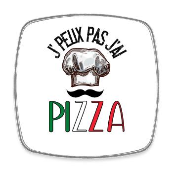 J' peux pas j'ai Pizza - Humour - Magnet carré - blanc - Devant