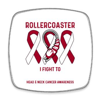 Head and Neck Cancer Burgundy White Rollercoaster - Square fridge magnet - white - Front