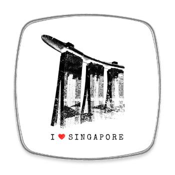 Singapour Marina Bay Vintage Asie J’aime Singapour - Magnet carré - blanc - Devant