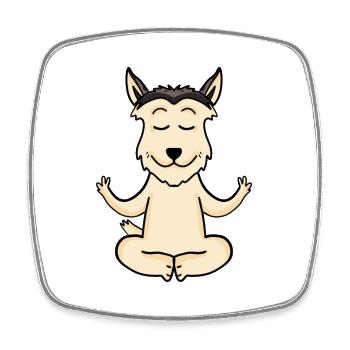 Chien de Yoga Berger de Picardie - Magnet carré - blanc - Devant