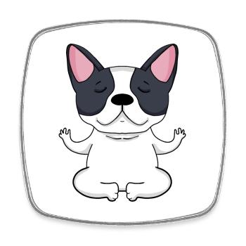 Yoga Dog French Bulldog - Square fridge magnet - white - Front
