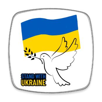 Ukraine Flagge mit Flügeldesign - Viereckiger Kühlschrankmagnet - Weiß - Vorne
