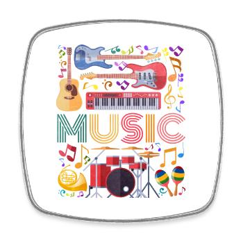 Music Instrument Collage Art - Viereckiger Kühlschrankmagnet - Weiß - Vorne