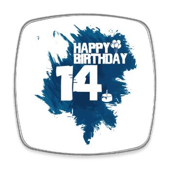 14 years birthday Happy Birthday - Square fridge magnet - white - Front