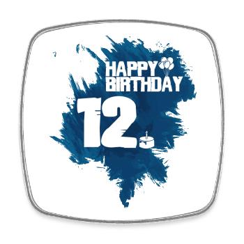 Happy Birthday - 12 years - Square fridge magnet - white - Front