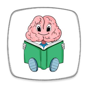 Gehirn am Lesen - Viereckiger Kühlschrankmagnet - Weiß - Vorne
