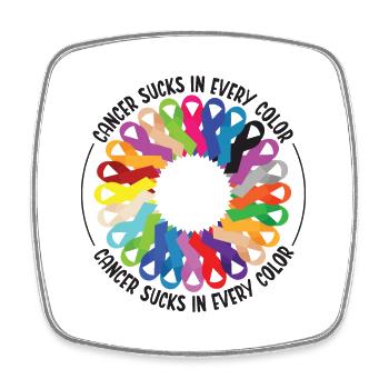 Cancer Awareness Cancer Sucks In Every Color - Square fridge magnet - white - Front