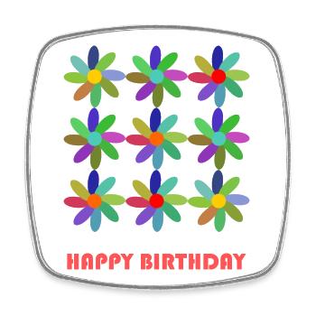 BIRTHDAY. HAPPY BIRTHDAY. HAPPY BIRTHDAY. - Square fridge magnet - white - Front