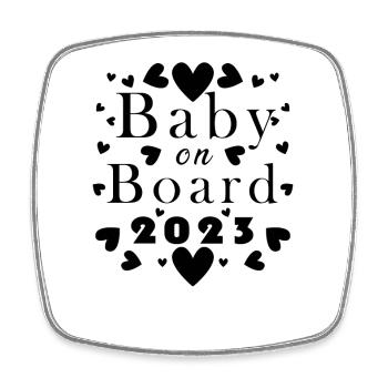 Bébé 2023 Grossesse enceinte - Magnet carré - blanc - Devant