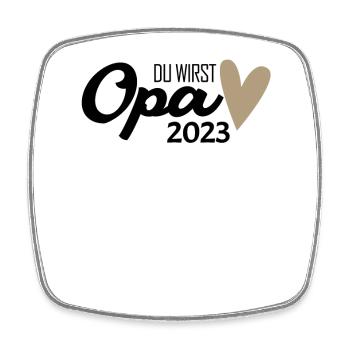 Opa 2023 - Opa werden - Bald Opa - Viereckiger Kühlschrankmagnet - Weiß - Vorne
