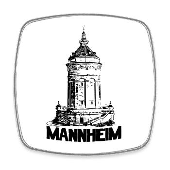Mannheimer Wasserturm Mannheim schwarz - Viereckiger Kühlschrankmagnet - Weiß - Vorne