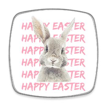 Pastellhase mit Easter-Muster - Viereckiger Kühlschrankmagnet - Weiß - Vorne