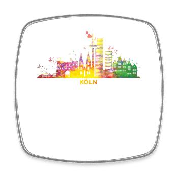 Köln Skyline Bunt Kölner Fernsehturm - Viereckiger Kühlschrankmagnet - Weiß - Vorne