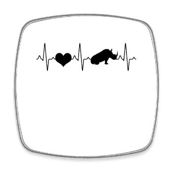 Rhino Heartbeat - Magnet carré - blanc - Devant