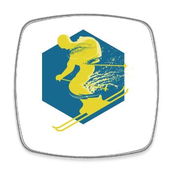 Skifahrer - Viereckiger Kühlschrankmagnet - Weiß - Vorne