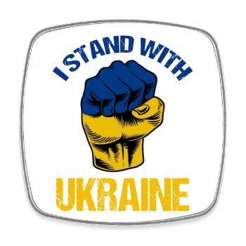 I Stand With Ukraine Flag Ukrainian - Square fridge magnet - white - Front
