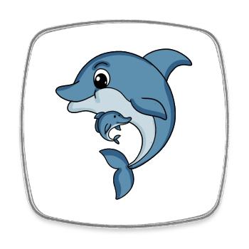 Delfin Familie - Delfin mit Baby - Delfin Motiv - Viereckiger Kühlschrankmagnet - Weiß - Vorne