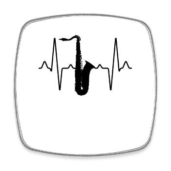 Saxophone Heartbeat - Magnet carré - blanc - Devant