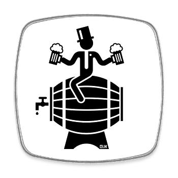 Bräutigam Auf Bierfass (JGA / Bier / Polterabend) - Viereckiger Kühlschrankmagnet - Weiß - Vorne