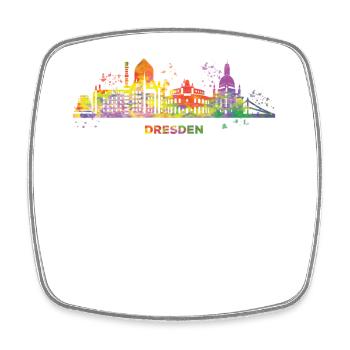 Dresde Skyline Coloré Dresden Frauenkirche - Magnet carré - blanc - Devant