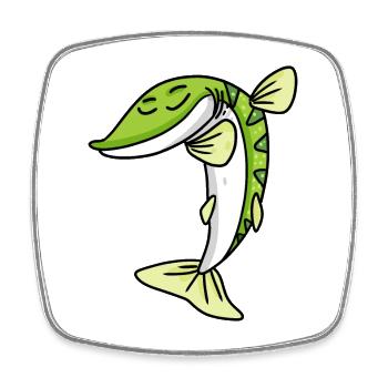 Dabbing Dab Hecht Fisch - Viereckiger Kühlschrankmagnet - Weiß - Vorne