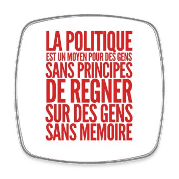 Citation Politique Voltaire - Humour noir - Magnet carré - blanc - Devant