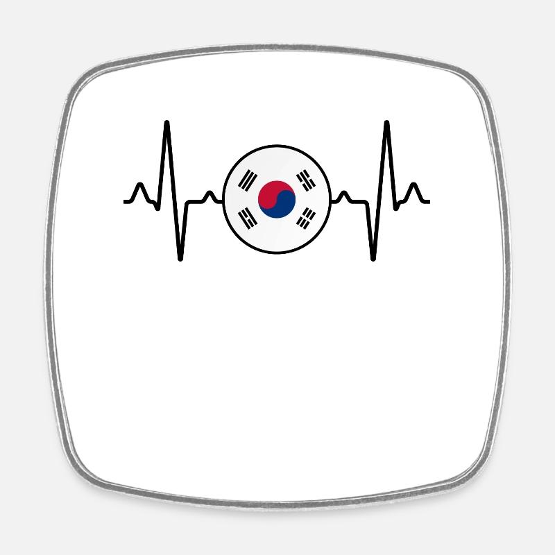 Corée du Sud Heartbeat - Magnet carré - blanc