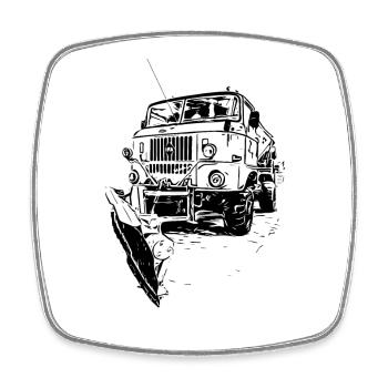 W50 Road Clearing Vehicle - Square fridge magnet - white - Front