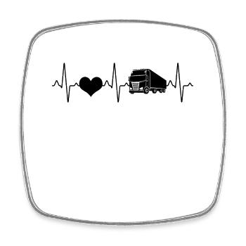 Camion Heartbeat - Magnet carré - blanc - Devant