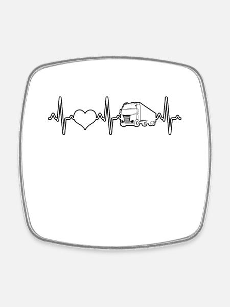 Camion Heartbeat - Magnet carré - blanc