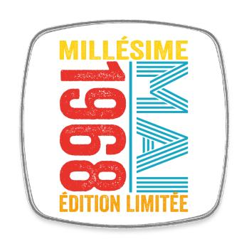 Millésime Mai 1968 54e anniversaire 54 ans - Magnet carré - blanc - Devant