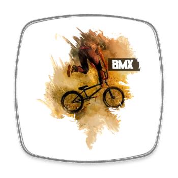 BMX | Fahrrad - Viereckiger Kühlschrankmagnet - Weiß - Vorne