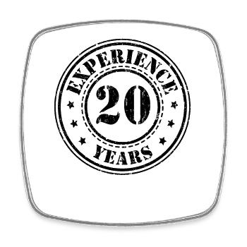 20 birthday 20 years of experience - Square fridge magnet - white - Front