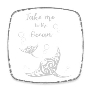 "Take me to the Ocean" Slogan mit zwei Mantas - Viereckiger Kühlschrankmagnet - Weiß - Vorne