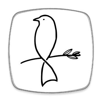 Bird on a branch - Square fridge magnet - white - Front