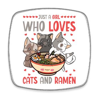 Ramen et chats Soupe de nouilles Ramen - Magnet carré - blanc - Devant