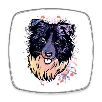 Border Collie Splashes of Color - Square fridge magnet - white - Front