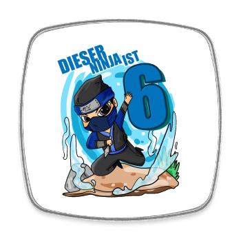6 Jahre Geburtstag Junge Ninja - Ich bin 6 - Viereckiger Kühlschrankmagnet - Weiß - Vorne
