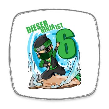 6 Jahre Junge Ninja - 6 Geburtstag - Ich bin 6 - Viereckiger Kühlschrankmagnet - Weiß - Vorne